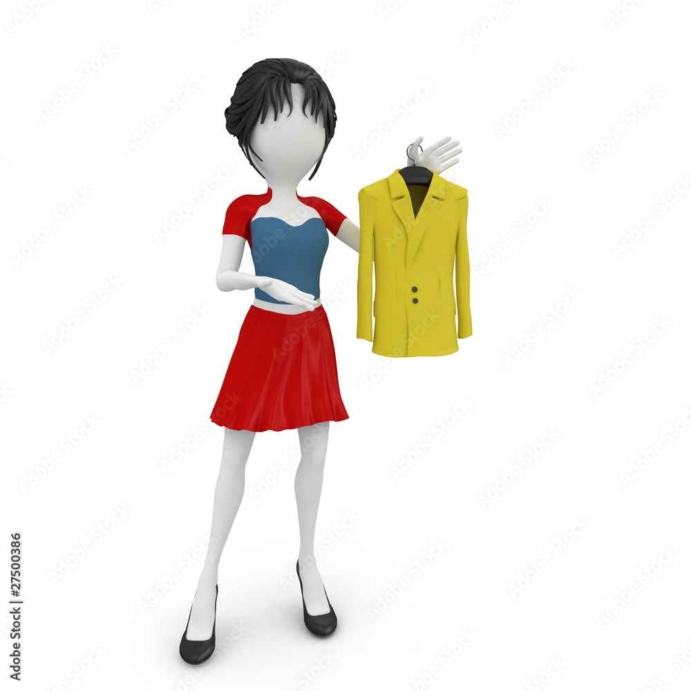 3d girl with yellow coat isolated on white 3d girl with yellow coat isolated on white