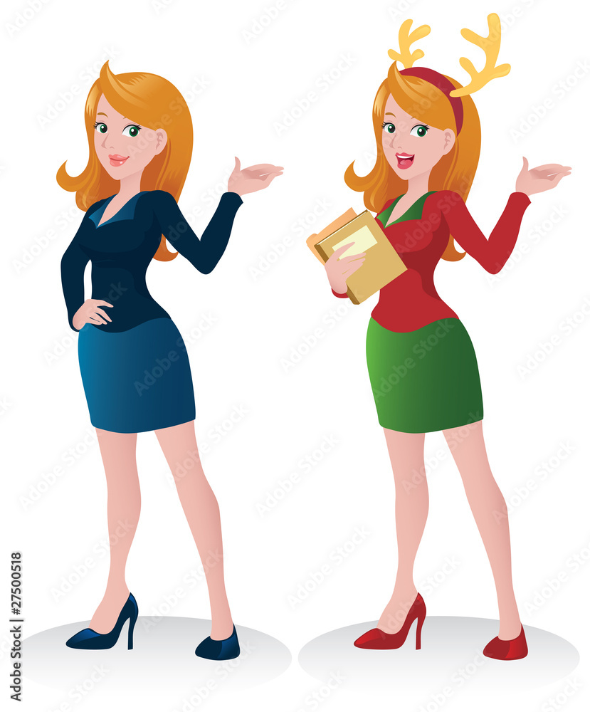 Beautiful Business Woman Presentation - Christmas Theme Beautiful Business Woman Presentation - Christmas Theme