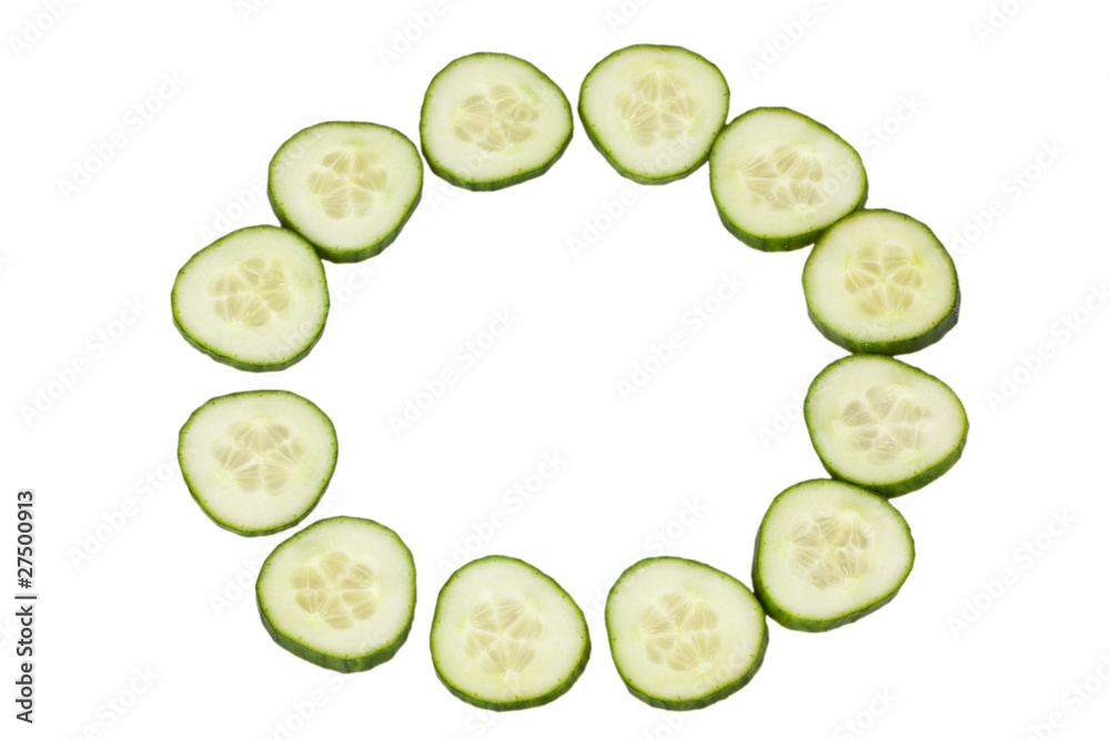 Slices of cucumber isolated on white Slices of cucumber isolated on white