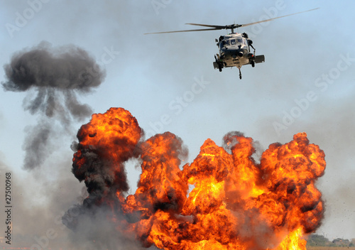 Helicopter over fire
