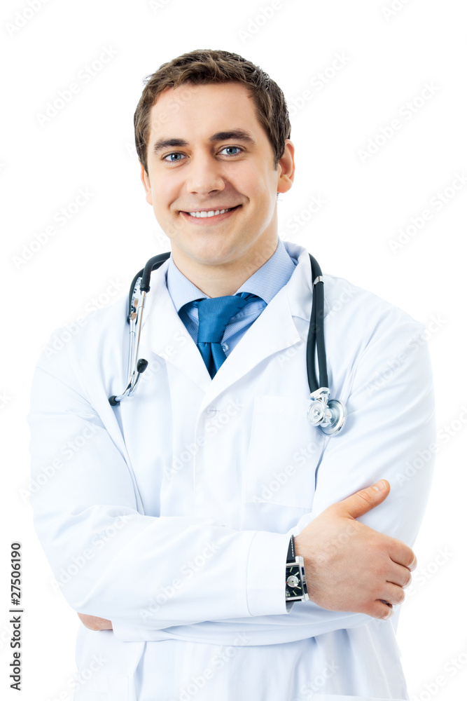 Portrait of happy smiling doctor, isolated on white background Portrait of happy smiling doctor, isolated on white background