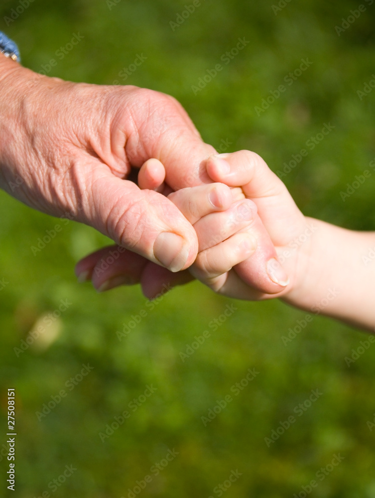 Holding Hands - Love between Child and Grandparent Holding Hands - Love between Child and Grandparent