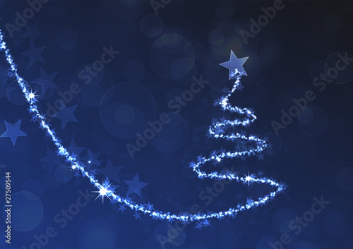 Karte Weihnachten Hintergrund Sterne Sternschnuppe Baum