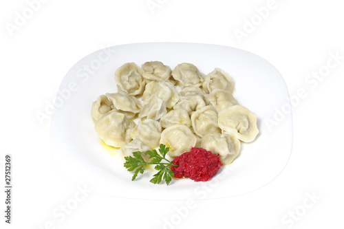 Boiled dumplings on a plate