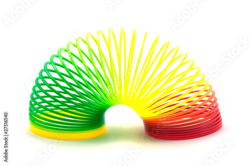 Colorful toy spring isolated on white background