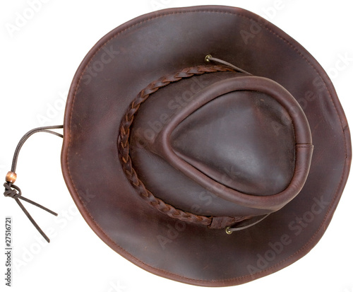 Leather brown cowboy hat