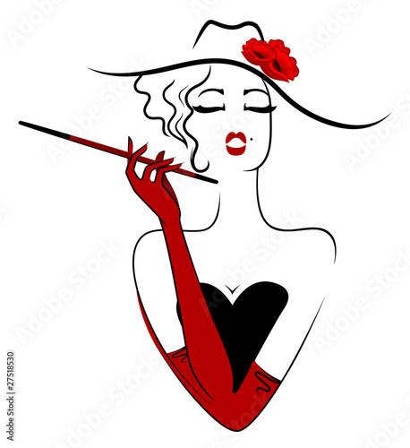 Charming lady smoking cigarette