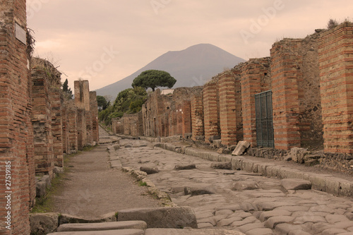 Le rovine di Pompei e il Vesuvio