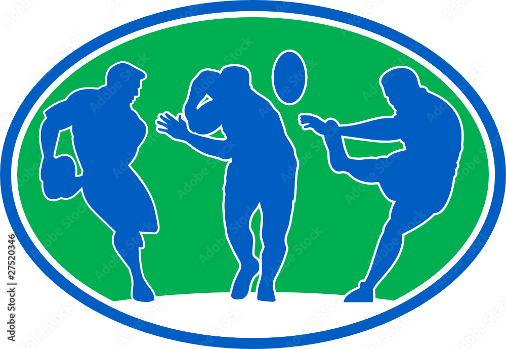 rugby player running passing kicking ball rugby player running passing kicking ball