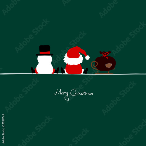 Christmas Santa, Snowman & Sleigh