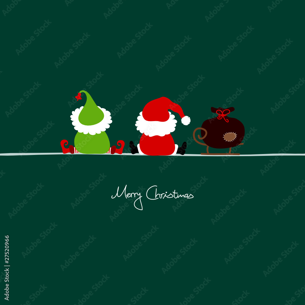 Christmas Santa, Elf & Sleigh