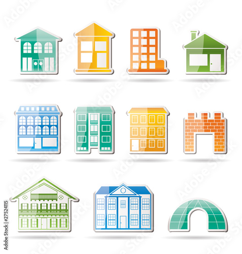 different kinds of houses and buildings - Vector Illustration