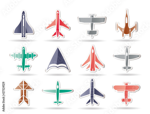 different types of plane icons - vector icon set