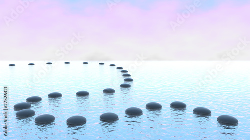 Harmony. Pebble path on the water