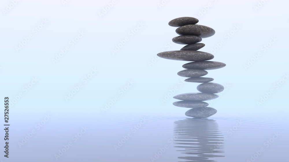 Fototapeta premium Mist and Plie of Pebbles on water