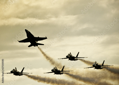 Silhouetted Airplanes on Dramatic Sky