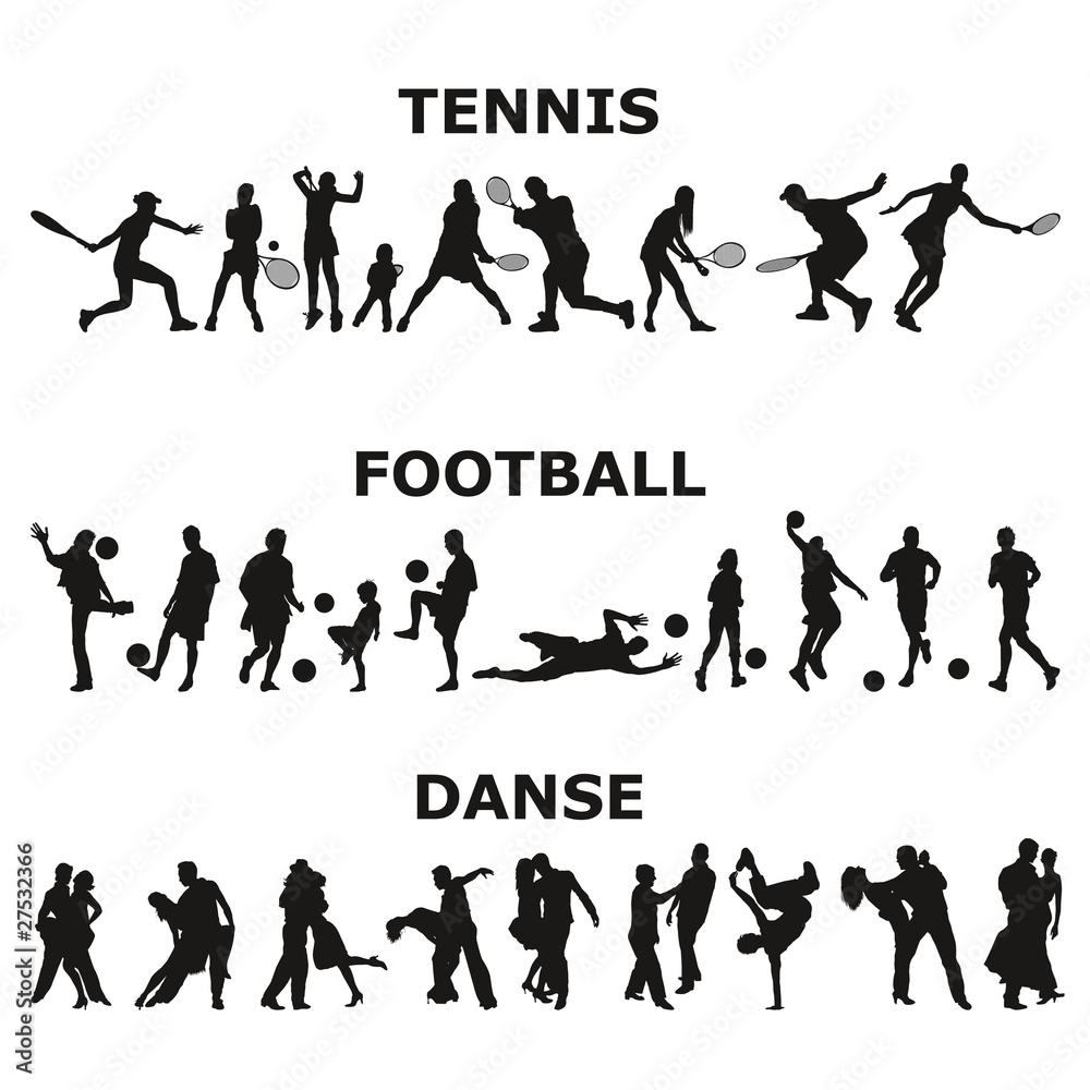 Sportifs silhouettes danse football tennis Sportifs silhouettes danse football tennis