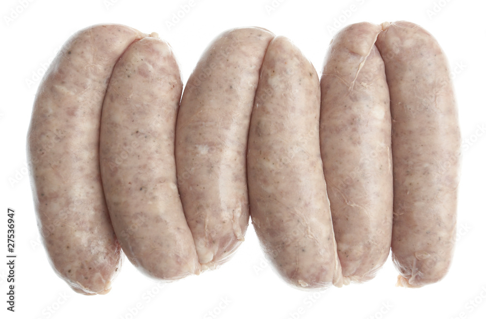 Uncooked organic British pork sausages Uncooked organic British pork sausages