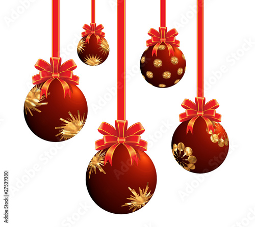 Red Christmas ornaments.