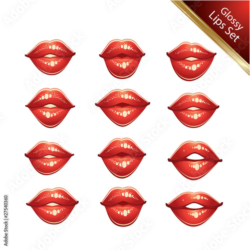 Glossy red  lips set