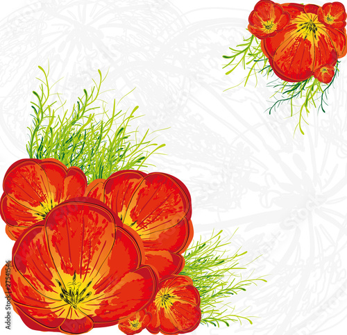 Red tulips floral vector background