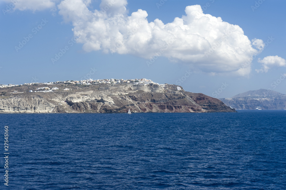 Gorgeous view of romantic Santorini's coast. Greece.