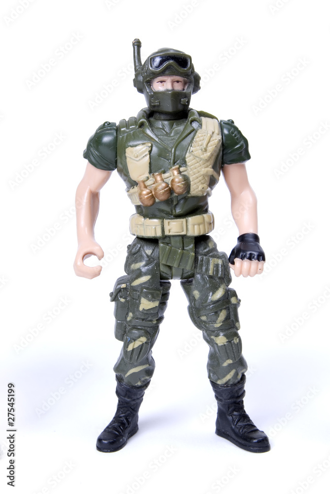 toy soldier in camouflage over white background toy soldier in camouflage over white background