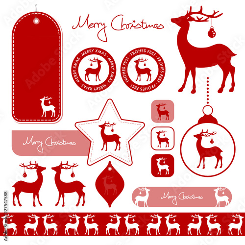 Set of Walking Reindeers & Christmas Ball