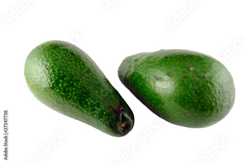 two_avocados_(Persea_americana) - isolated on white background photo