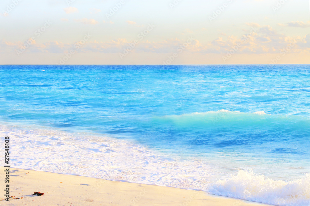 Scenic blue beach landscape portrait