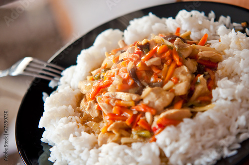 chinese food chicken with vegetables with rice