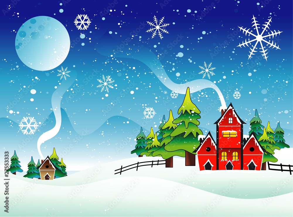 Fototapeta premium christmas vector landscape