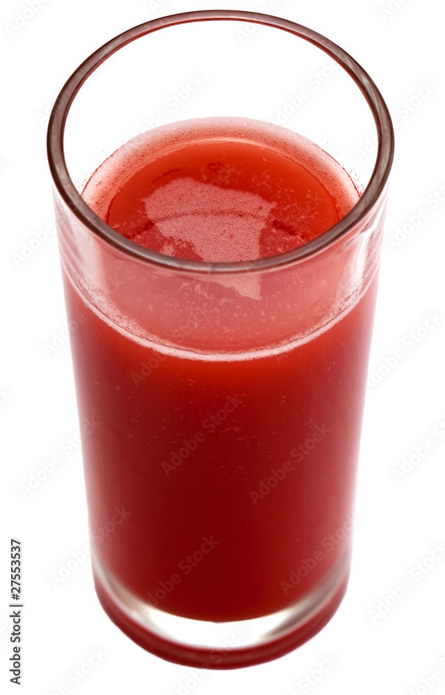Tomato juice in clear glass isolated on white background Tomato juice in clear glass isolated on white background