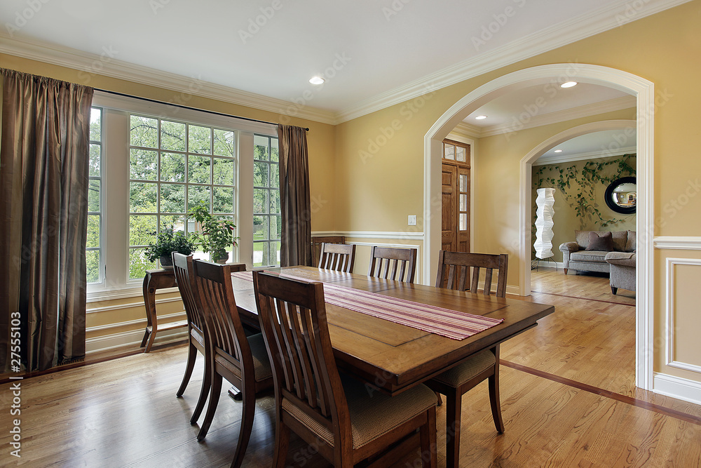 Dining room with yellow walls Dining room with yellow walls
