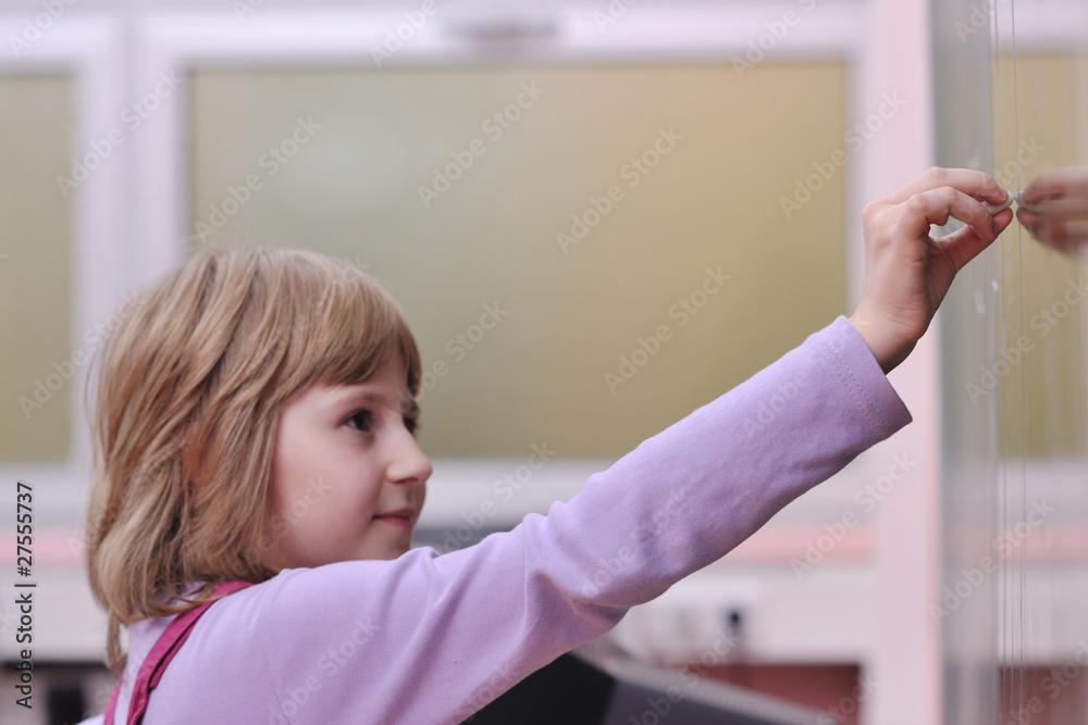 Fototapeta premium happy school girl on math classes