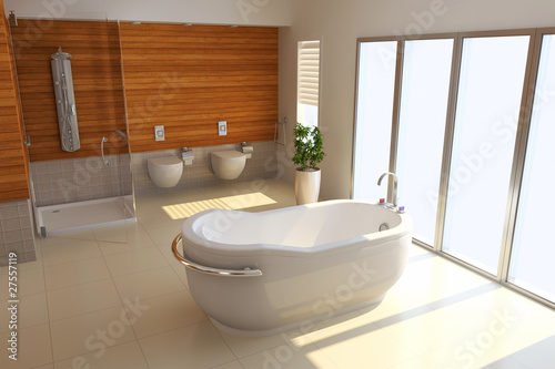 3d render modern bathroom