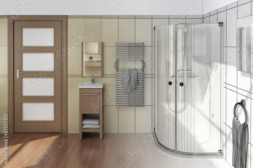 Bathroom with a shower (3d)