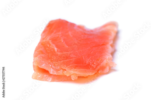 Smoked salmon isolated on white background.