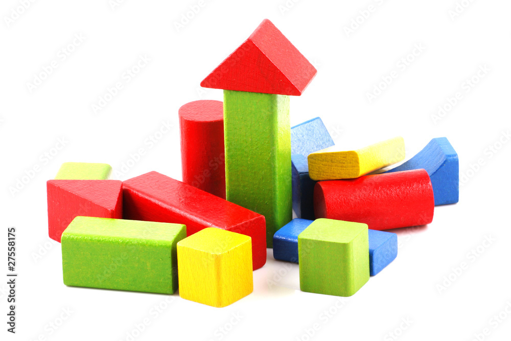 Wooden building blocks on white background Wooden building blocks on white background