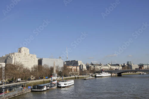 View of the Embankment  River Thames  London