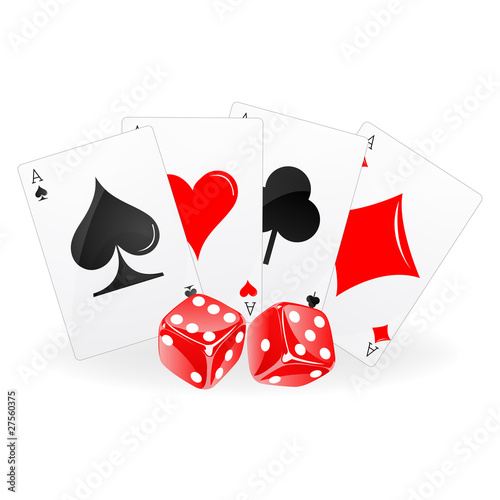 playing card with dice