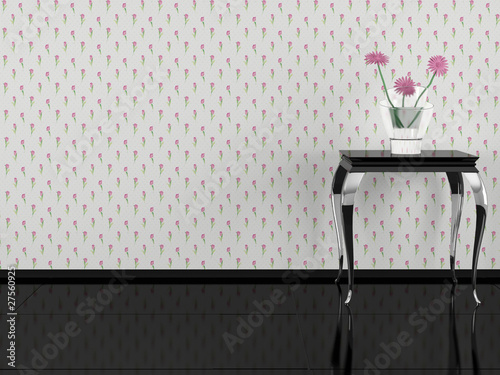 modern interior, elegance little table with vase