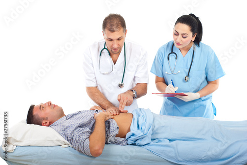 Doctor examine patient in hospital bed