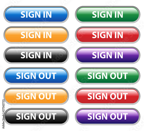 "SIGN IN" & "SIGN OUT" Buttons Set (login logout access connect)