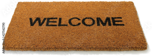 Welcome front door mat on a white background
