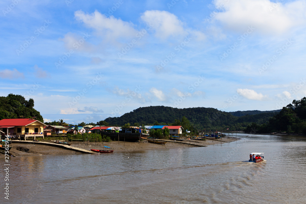 Village in Asia near the river Village in Asia near the river