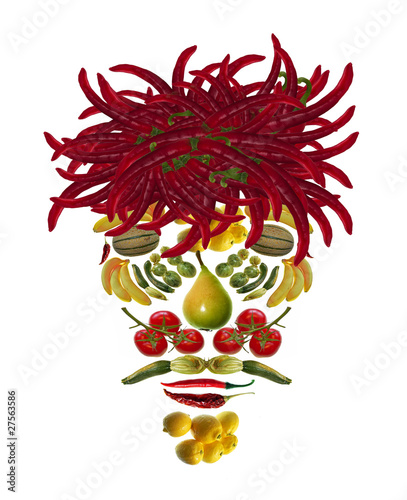 arcimboldo's  style fruit and vegetable mask