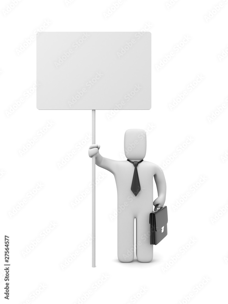 Businessman with billboard. Image contain clipping path Businessman with billboard. Image contain clipping path