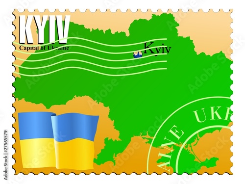 Kyiv - capital of Ukraine. Vector stamp