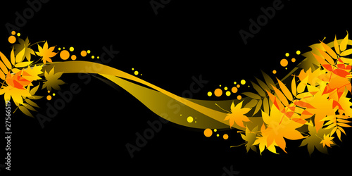 autumnal leaves on black background